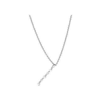 Collier Murat Sirène en argent rhodié, oxydes de zirconium et perle d'imitation