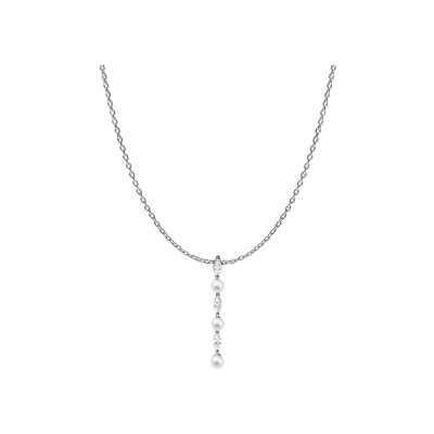 Collier Murat Sirène en argent rhodié, oxydes de zirconium et perle d'imitation