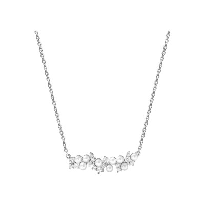 Collier Murat Écume en argent rhodié, oxydes de zirconium et perle d'imitation