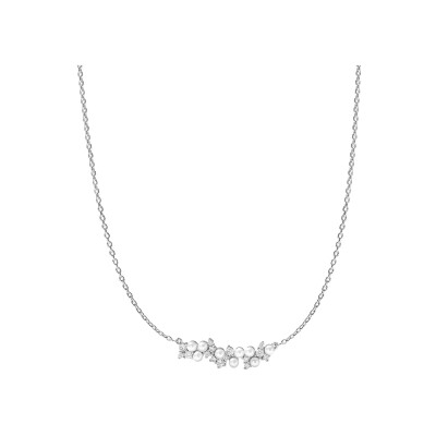 Collier Murat Écume en argent rhodié, oxydes de zirconium et perle d'imitation