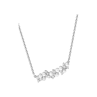 Collier Murat Écume en argent rhodié, oxydes de zirconium et perle d'imitation