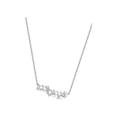 Collier Murat Écume en argent rhodié, oxydes de zirconium et perle d'imitation