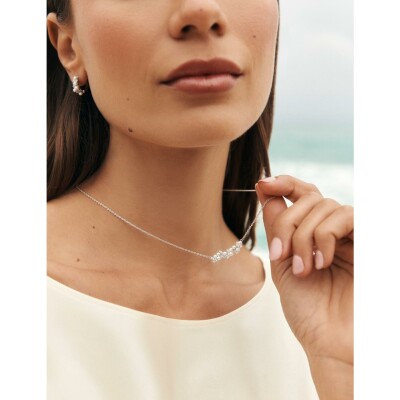 Collier Murat Écume en argent rhodié, oxydes de zirconium et perle d'imitation