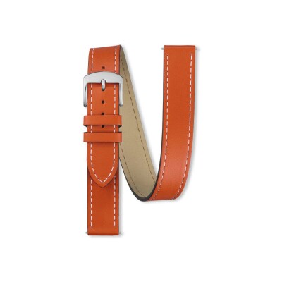 Bracelet montre Rochet Manhattan en cuir satiné orange, anse d'clic - 14mm