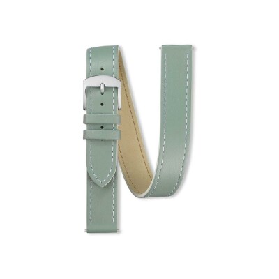 Bracelet montre Rochet Manhattan en cuir satiné lichen, anse d'clic - 14mm