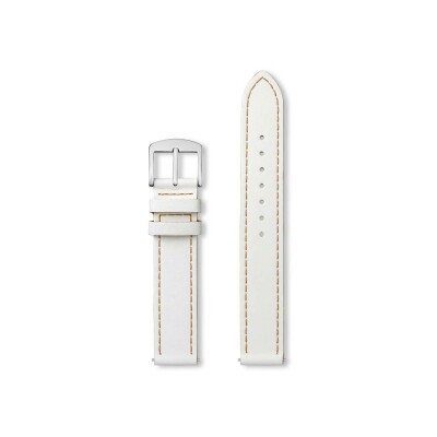 Bracelet montre Rochet Manhattan en cuir satiné blanc, anse d'clic - 16mm