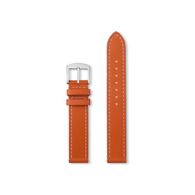 Bracelet montre Rochet Manhattan en cuir satiné orange, anse d'clic - 14mm