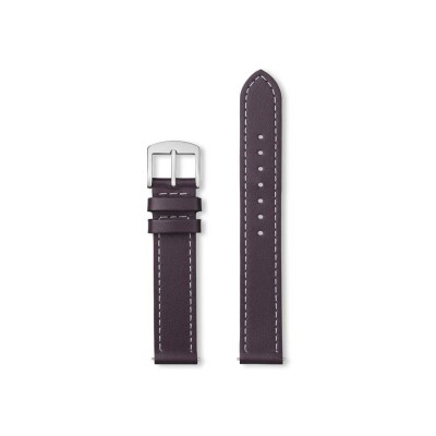 Bracelet montre Rochet Manhattan en cuir satiné aubergine, anse d'clic - 16mm
