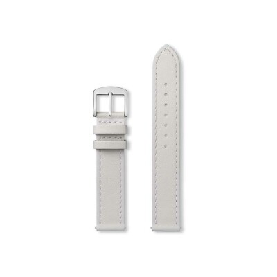 Bracelet montre Rochet Manhattan en cuir satiné gris perle, anse d'clic - 18mm