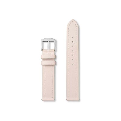 Bracelet montre Rochet Manhattan en cuir satiné rose poudré, anse d'clic - 18mm