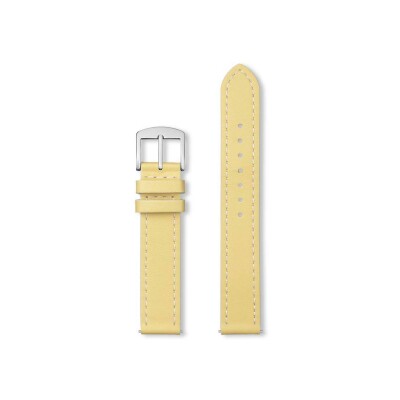 Bracelet montre Rochet Manhattan en cuir satiné jaune pâle, anse d'clic - 16mm