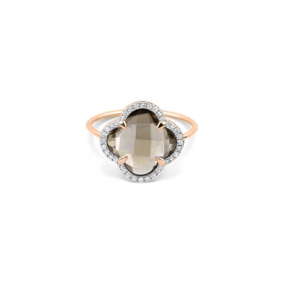 Bague Morganne Bello Victoria en or rose, diamants et quartz