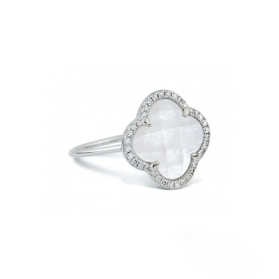 Bague Morganne Bello Corset Victoria en or blanc, nacre et diamants