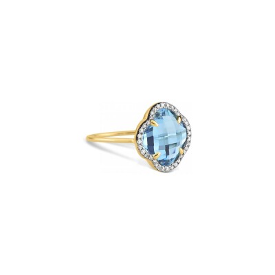 Bague Morganne Bello en or jaune, diamants et topaze bleue