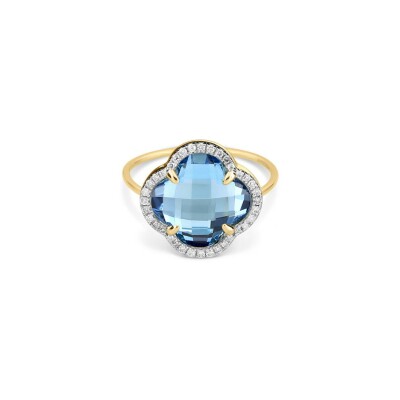 Bague Morganne Bello en or jaune, diamants et topaze bleue