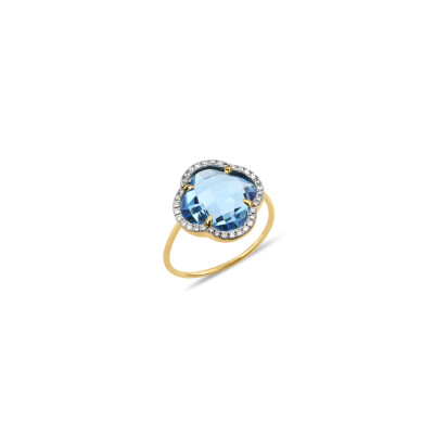 Bague Morganne Bello en or jaune, diamants et topaze bleue