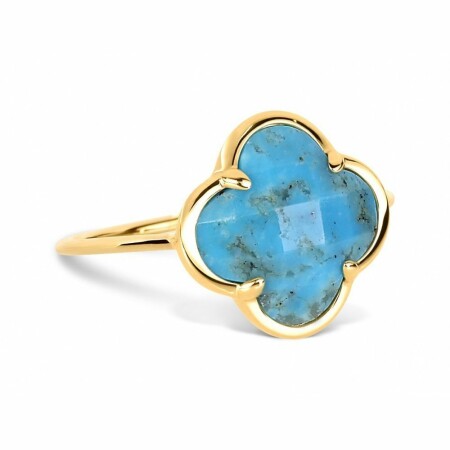 Bague Morganne Bello Victoria Trèfle en or jaune et turquoise