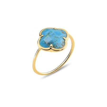 Bague Morganne Bello Victoria Trèfle en or jaune et turquoise