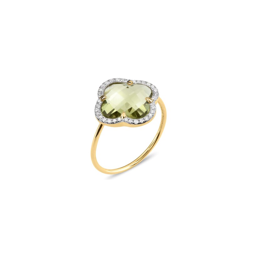 Bague Morganne Bello Victoria Diamants en or jaune, quartz olive et diamants