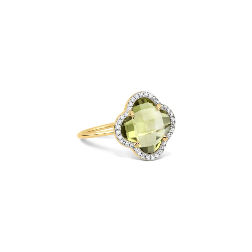 Bague Morganne Bello Victoria Diamants en or jaune, quartz olive et diamants