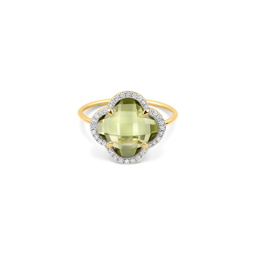 Bague Morganne Bello Victoria Diamants en or jaune, quartz olive et diamants