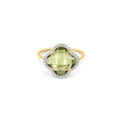 Bague Morganne Bello Victoria Diamants en or jaune, quartz olive et diamants