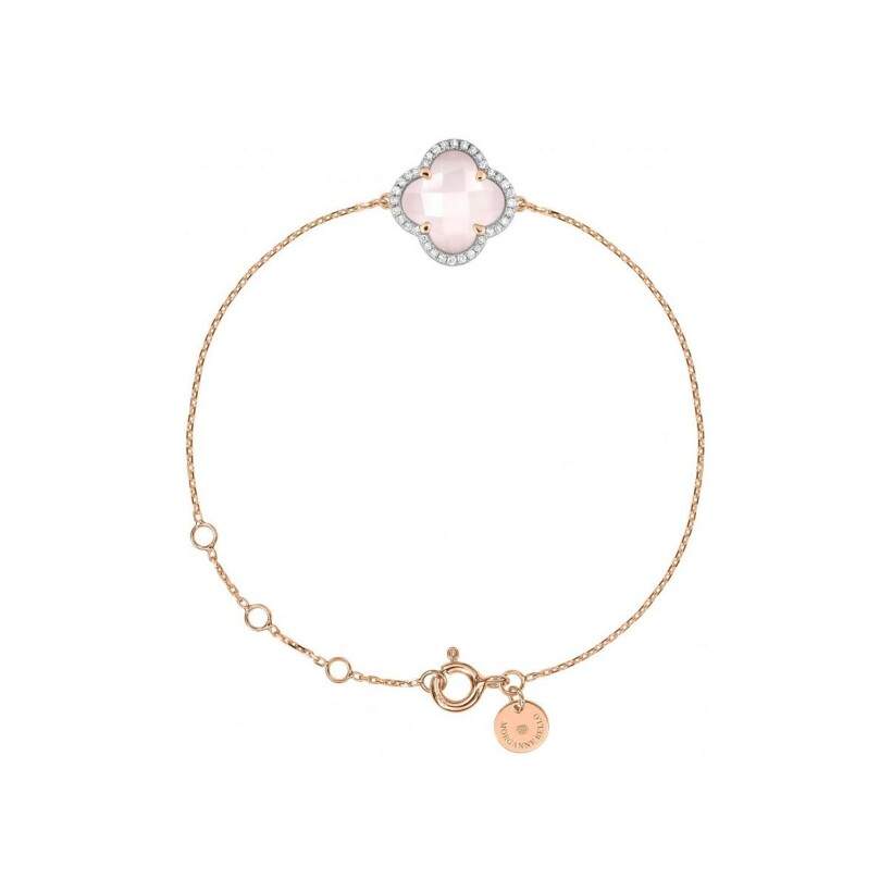 Bracelet Morganne Bello Victoria coussin en or rose, quartz rose milky et diamants