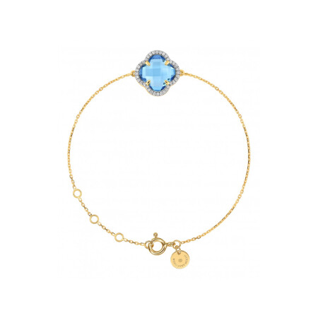 Bracelet Morganne Bello en or jaune, diamants et topaze bleue