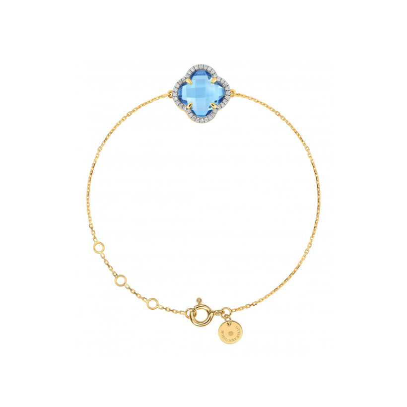 Bracelet Morganne Bello en or jaune, diamants et topaze bleue