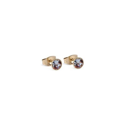 Boucles d'oreilles QUDO Bottone en métal doré et pierre de couleur crystal aurora boreale