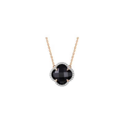 Collier Morganne Bello Victoria en or rose, onyx et diamants