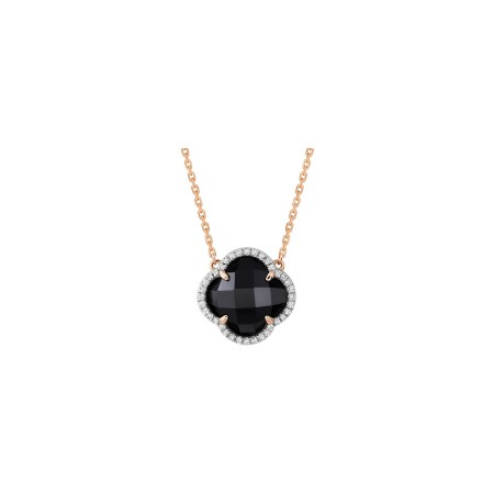 Collier Morganne Bello Victoria en or rose, onyx et diamants