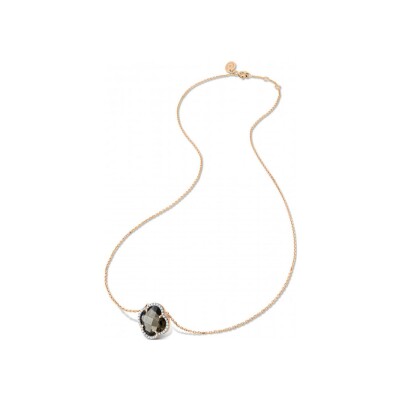 Collier Morganne Bello Victoria en or rose, diamants et quartz