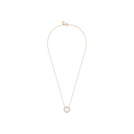 Collier Morganne Bello Victoria coussin en or rose, quartz rose milky et diamants