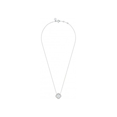 Collier Morganne Bello Victoria coussin en or blanc, nacre blanche et diamants