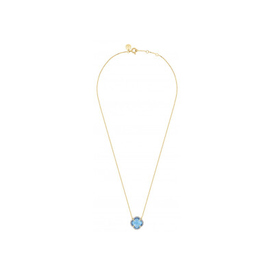 Collier Morganne Bello en or jaune, diamants et topaze bleue