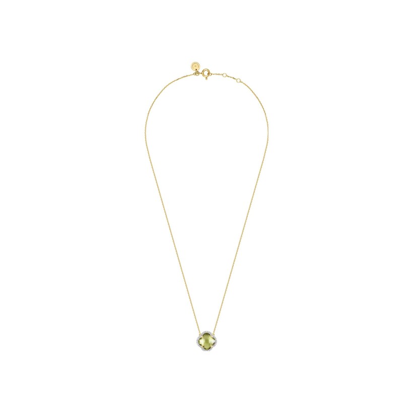 Collier Morganne Bello Victoria Diamants en or jaune, quartz olive et diamants