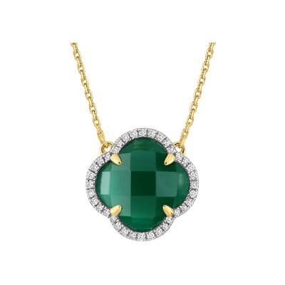 Collier Morganne Bello Victoria Diamants en or jaune, diamants et agate verte