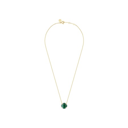 Collier Morganne Bello Victoria Diamants en or jaune, diamants et agate verte