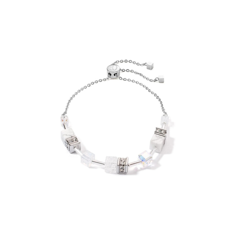 Bracelet Cœur de Lion GeoCUBE en acier, cristaux, howlite et strass