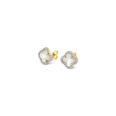 Boucles d'oreilles Morganne Bello Victoria en or jaune, nacre et diamants