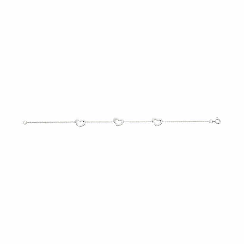 Bracelet coeurs en argent, 18cm