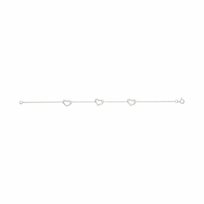 Bracelet coeurs en argent, 18cm