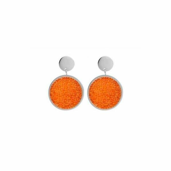 Boucles d'oreilles QUDO Tirano en acier et pierre de couleur tangerine