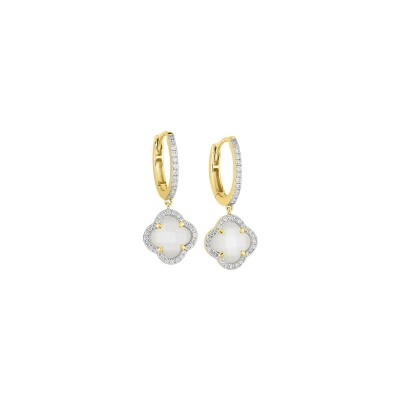 Boucles d'oreilles Morganne Bello Victoria Diamants en or jaune, nacre et diamants
