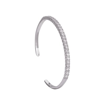 Bracelet jonc en argent rhodié et oxydes de zirconium