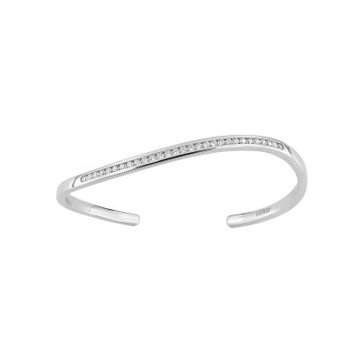 Bracelet jonc Murat Seine en argent rhodié et oxyde de zirconium