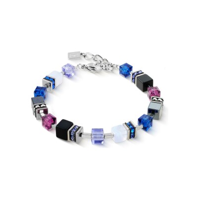 Bracelet Coeur de Lion GeoCUBE Precious Statement  en acier, cristaux Swarovski, strass et hématite