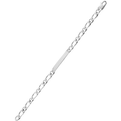 Gourmette maille cheval alternée en argent rhodié poli
