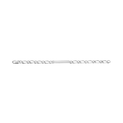 Gourmette maille cheval alternée en argent rhodié poli